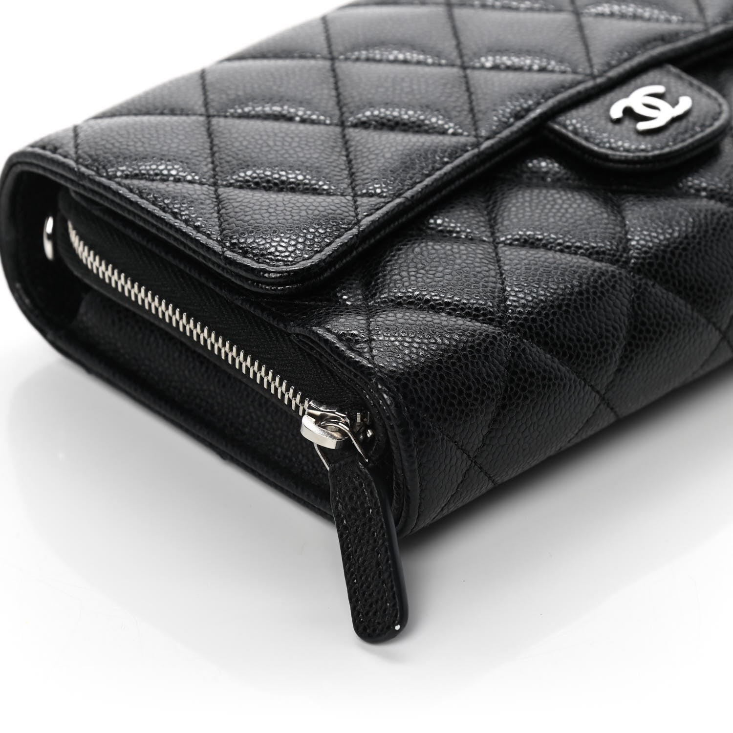 Chanel Caviar Quilted Phone Holder Wallet on Removable Chain Black 13 of 15