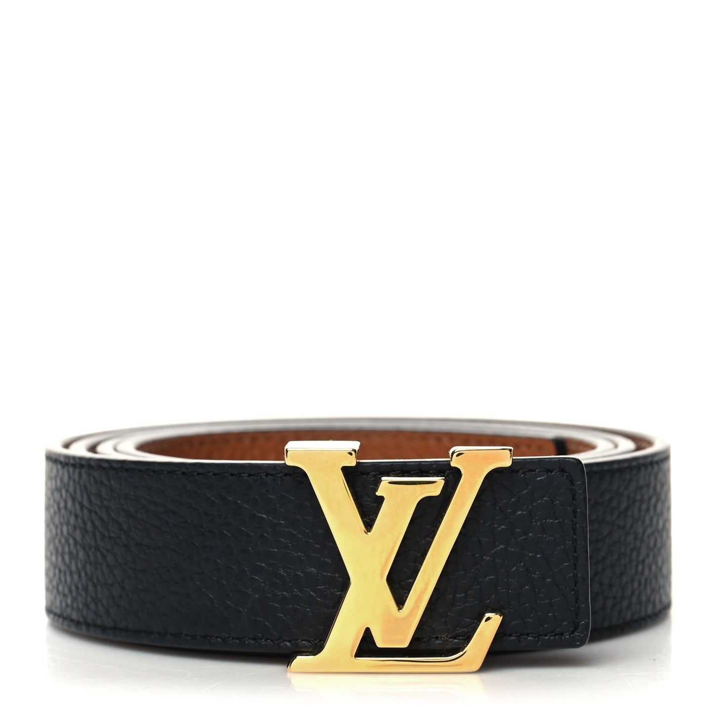 Taurillon Calfskin 30mm LV Initiales Reversible Belt 100 40 Black