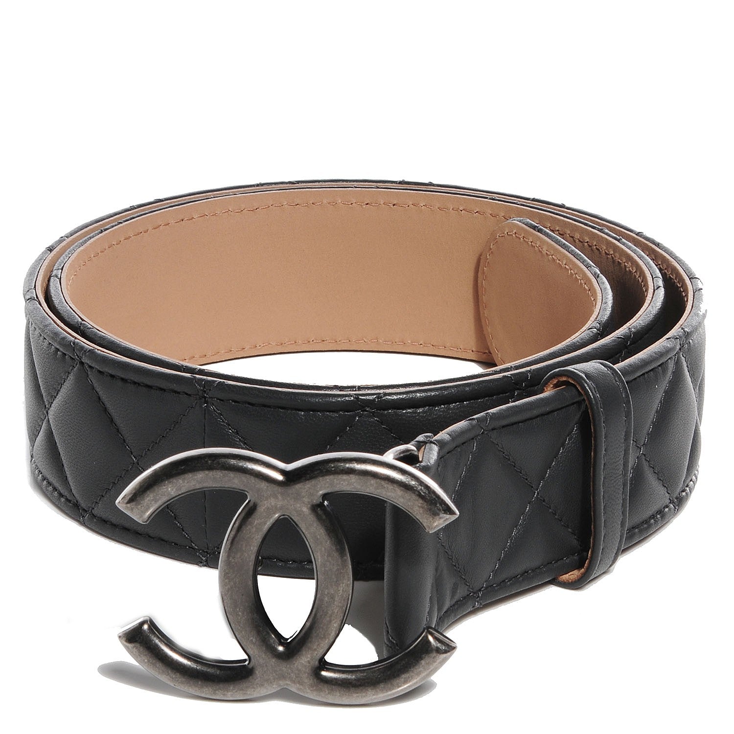 Chanel Lambskin Quilted CC Belt 85 34 Dark Grey 1 of 5