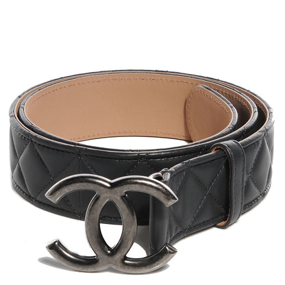 Chanel Lambskin Quilted CC Belt 85 34 Dark Grey 1 of 5