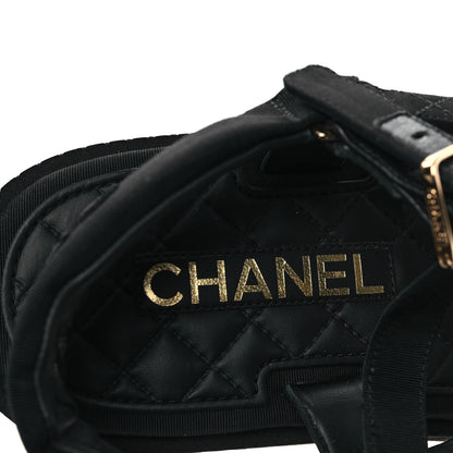 Chanel Grosgrain Logo Platform Sandals 41 Black 7 of 9