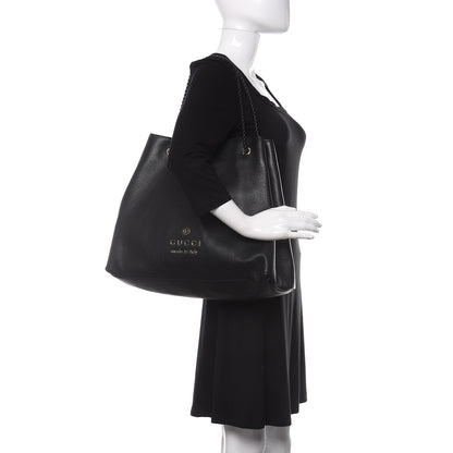 Gucci Calfskin Large Gifford Braided Handle Tote Black 2 of 10