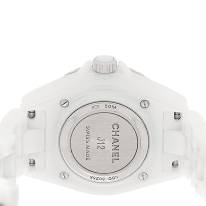 Chanel Stainless Steel Ceramic Diamond Bezel 33mm J12 Quartz Watch White 4 of 4