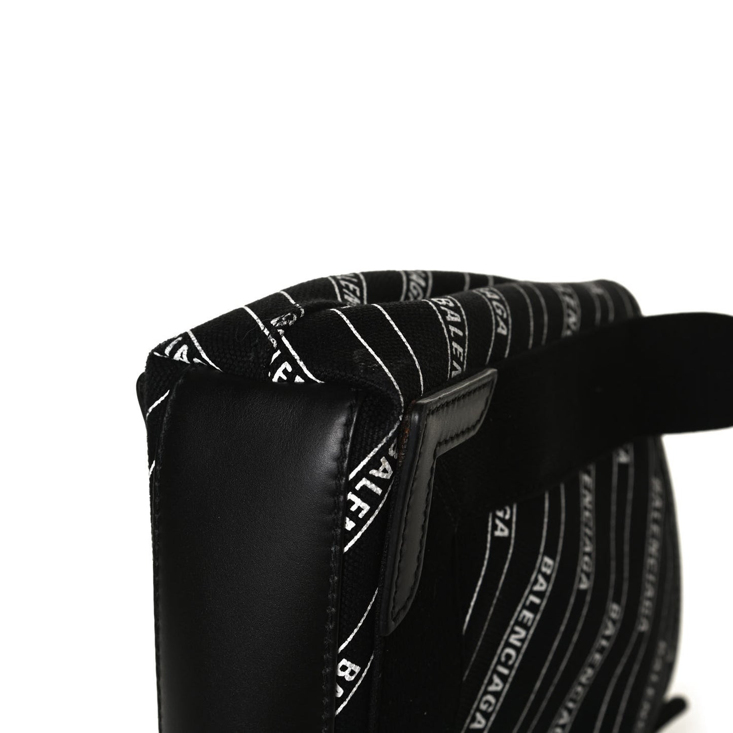 Cotton Canvas Calfskin Logo Print Navy Cabas XS Black White