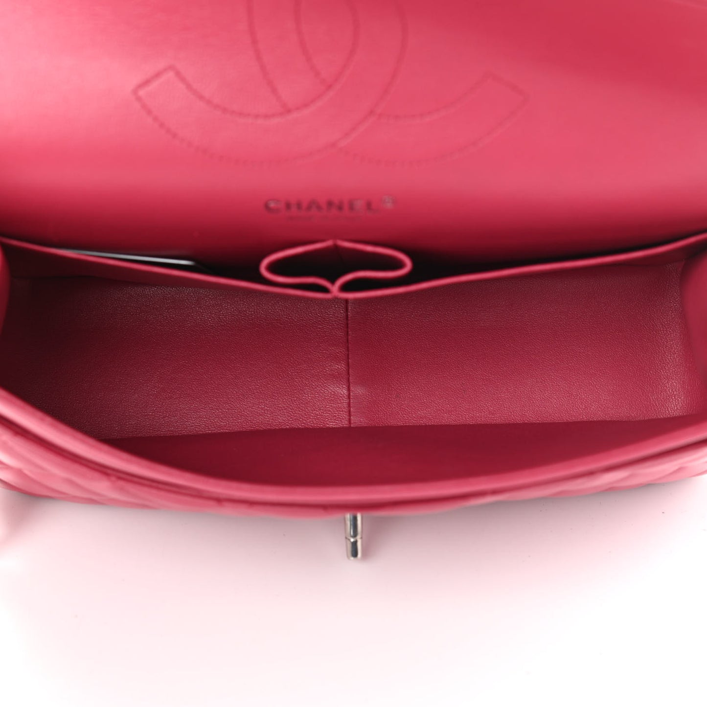 Lambskin Quilted Jumbo Double Flap Dark Pink