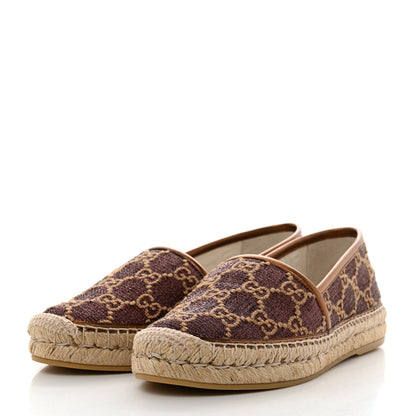 Gucci Lame Nappa GG Monogram Espadrilles 38 Brown Beige Light Bronze 3 of 9