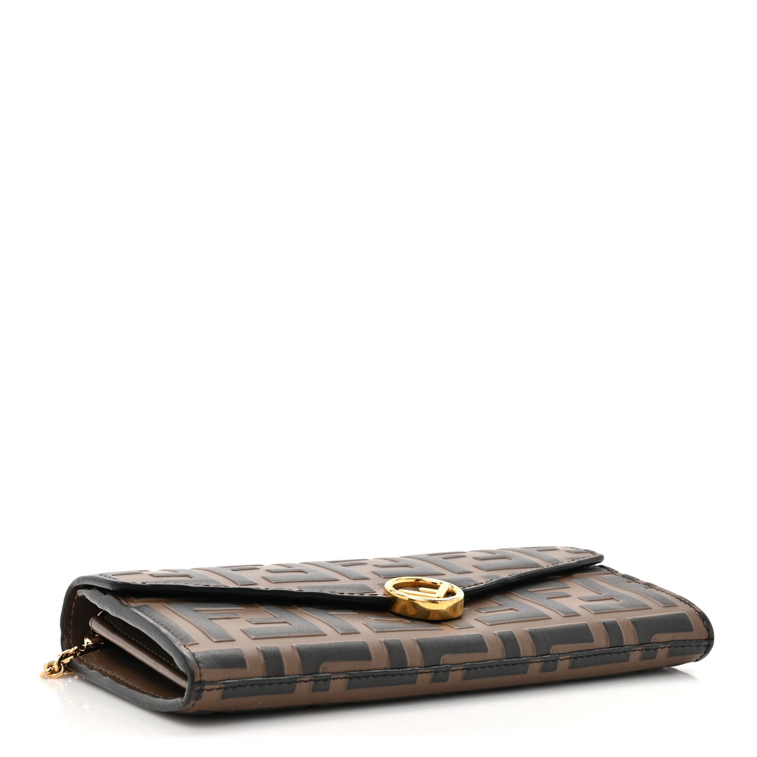 Fendi Vitello Soft F is Fendi Bi-Color FF 1974 Embossed Continental Envelope Wallet On Chain Maya Black 4 of 18