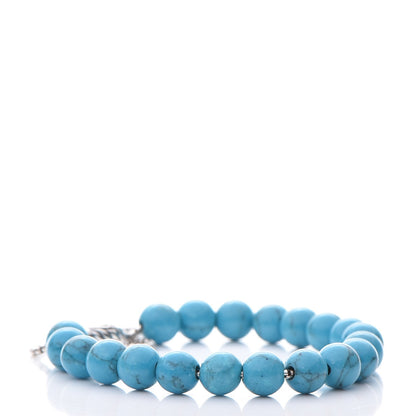 David Yurman Sterling Silver Turquoise 8mm Spiritual Beads Adjustable Bracelet 3 of 5