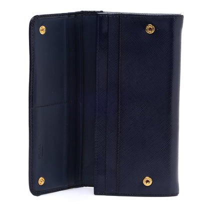 Prada Saffiano Vernice Bow Continental Wallet Baltico 5 of 15