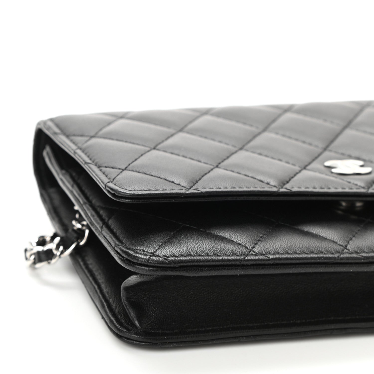 Chanel Lambskin Quilted Wallet On Chain WOC Black 10 of 12