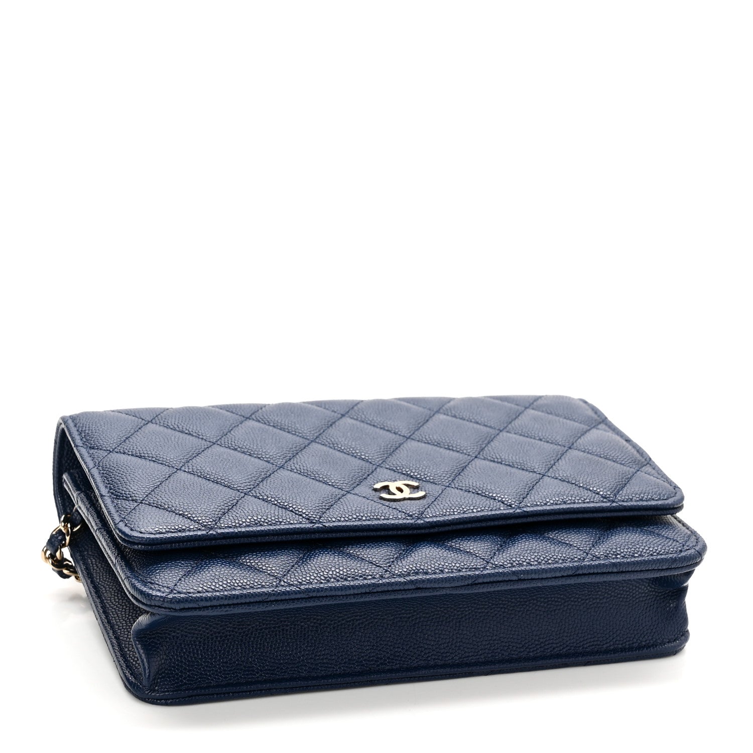 Chanel Caviar Quilted Wallet On Chain WOC Navy Blue 4 of 12