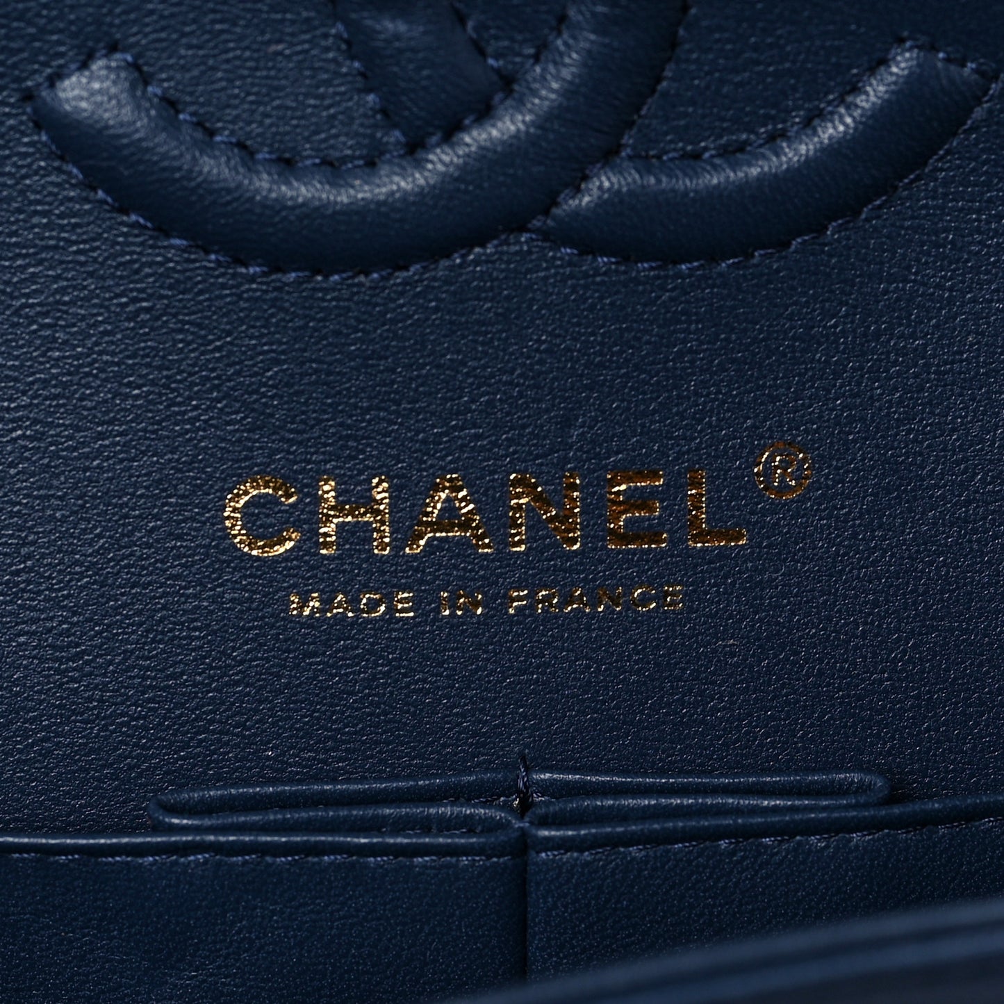Lambskin Quilted Small Double Flap Dark Blue