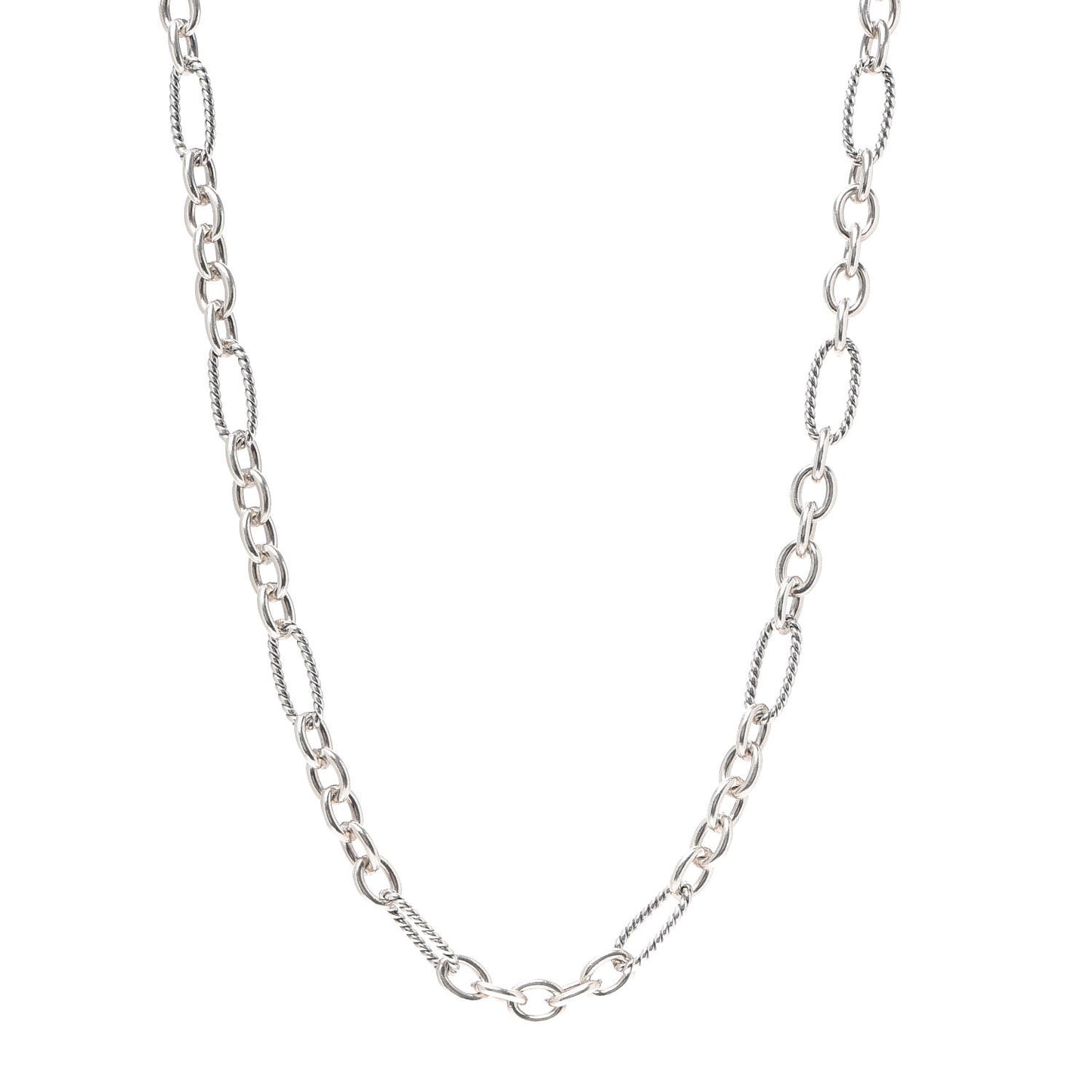 Sterling Silver 18K Yellow Gold Figaro Chain Link Necklace