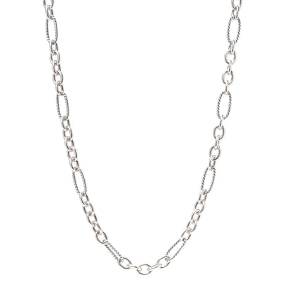 David Yurman Sterling Silver 18K Yellow Gold Figaro Chain Link Necklace 1 of 5