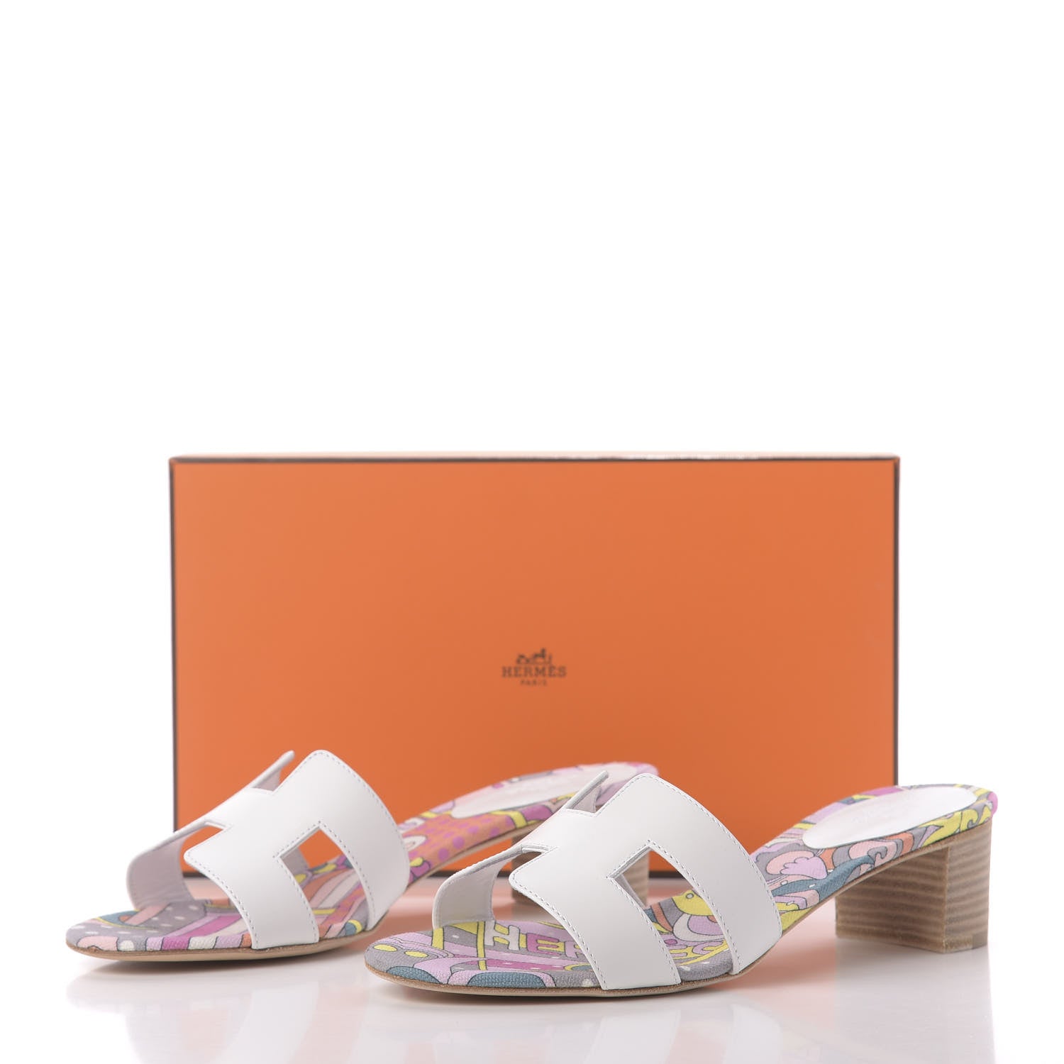 Hermes Box Calfskin Bois De Rose Oasis Sandals 37.5 White 10 of 10