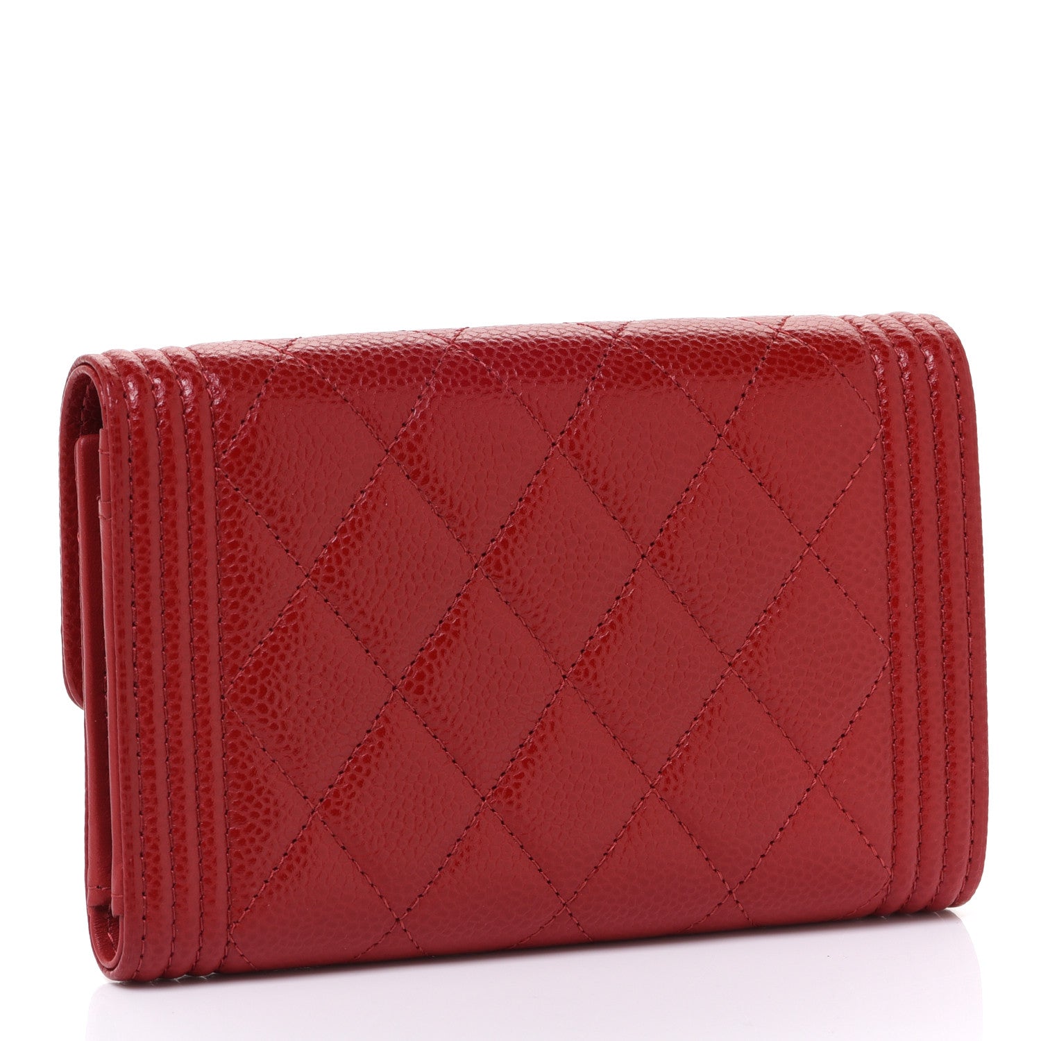 Chanel Caviar Quilted Medium Boy Flap Wallet Red 3 of 9