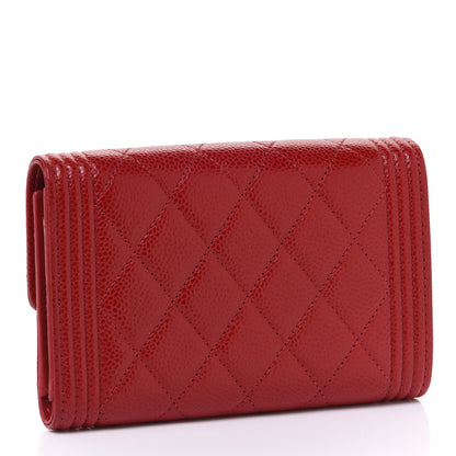 Chanel Caviar Quilted Medium Boy Flap Wallet Red 3 of 9