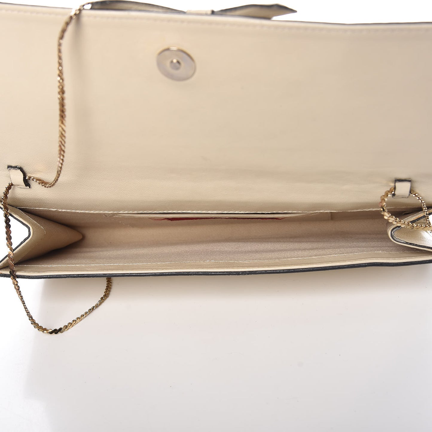 Vitello Glam Flower Crystal Bow Clutch Nude