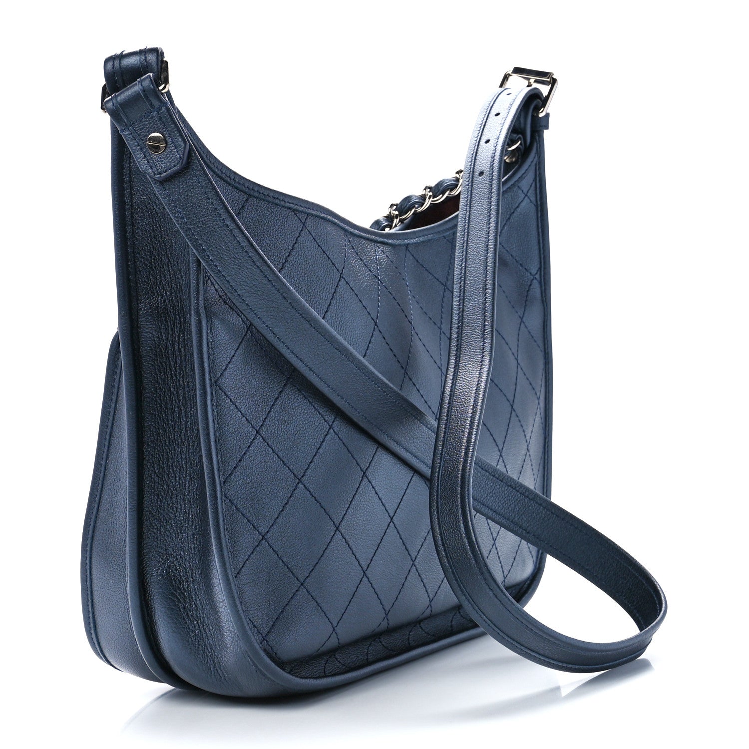 Chanel Calfskin Quilted Large Jungle Stroll Hobo Bag Navy 2 of 10