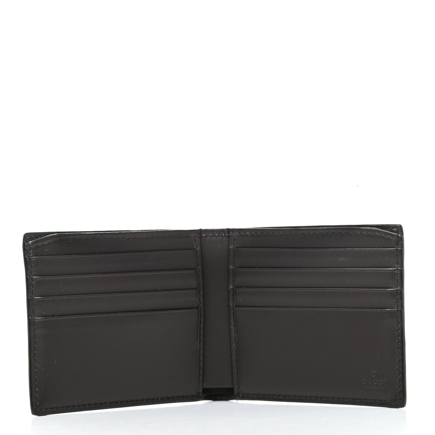 GG Supreme Monogram Selleria Calfskin Web New Web Bi-Fold Wallet Beige Ebony Cocoa