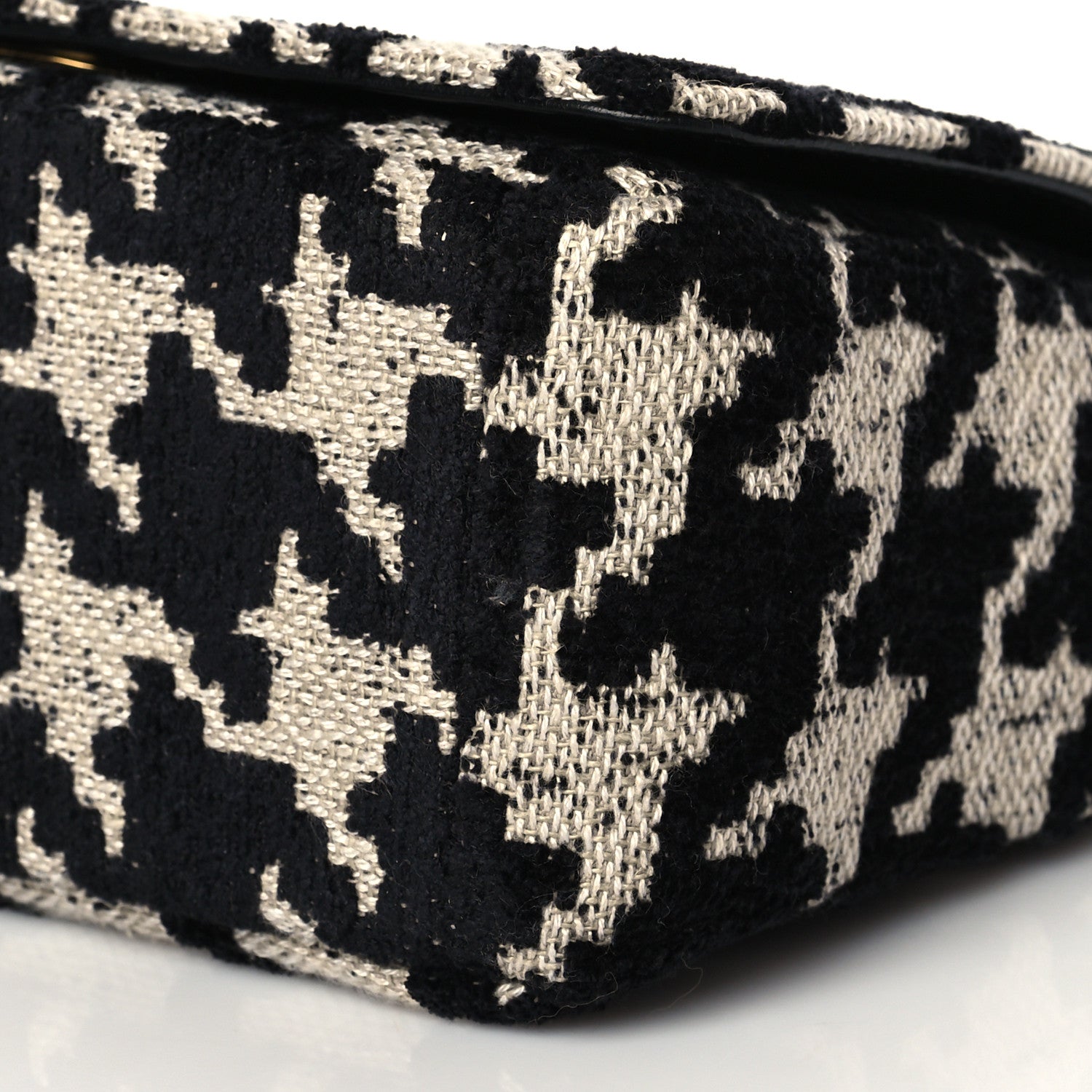 Christian Dior Technical Canvas Macro Houndstooth Medium Caro Bag Black White 10 of 10