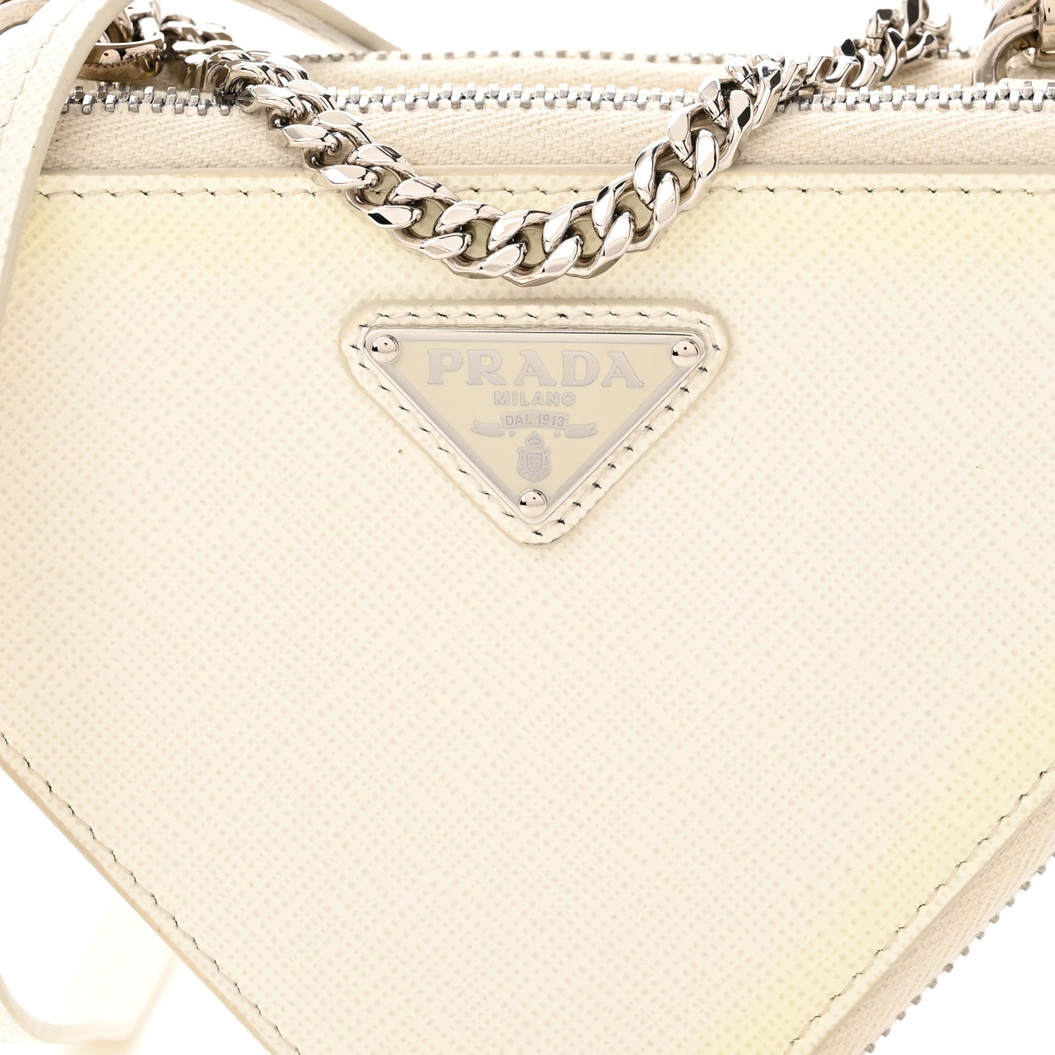 Prada Saffiano Mini Triangle Crossbody Pouch White 1304304