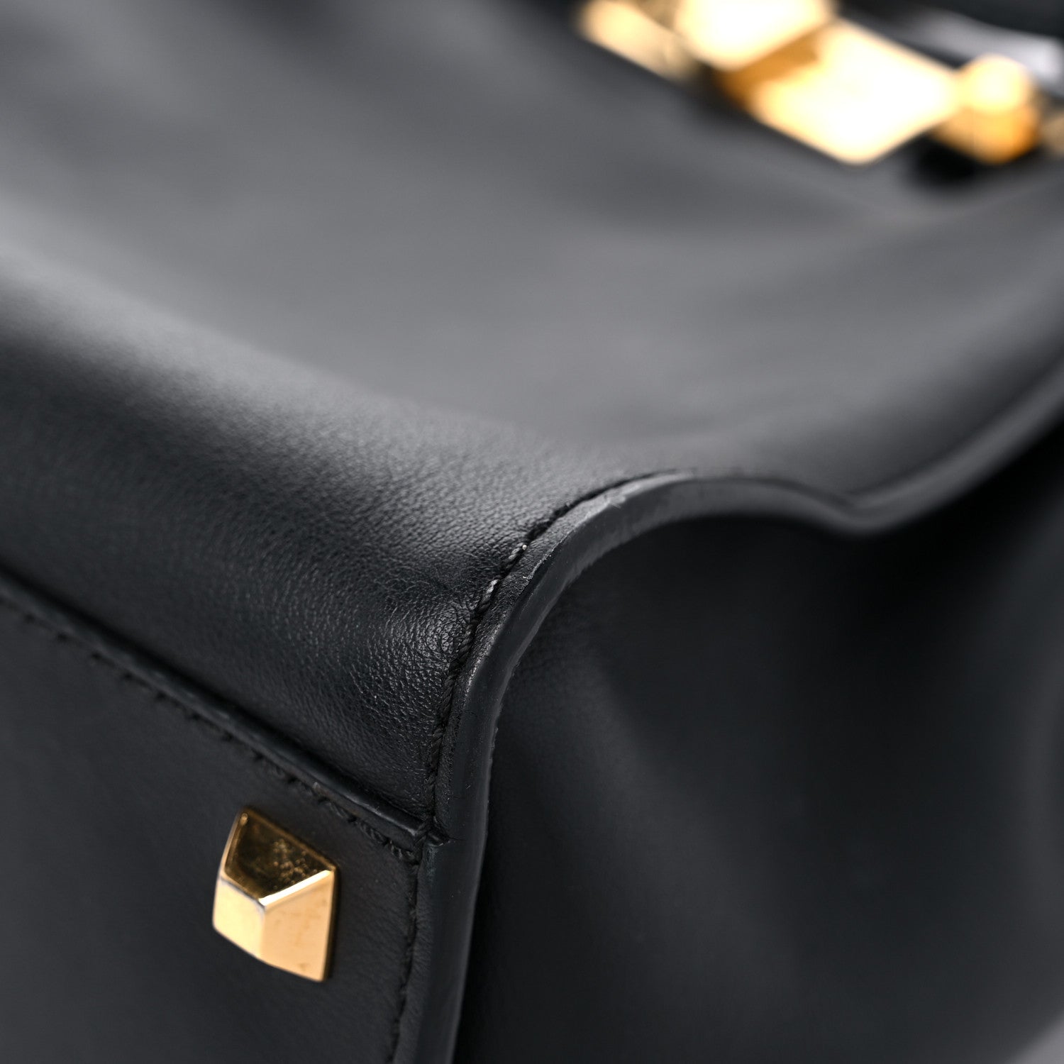 Fendi Vitello Seta Gold Studded Medium Peekaboo Iconic Satchel Black 11 of 17