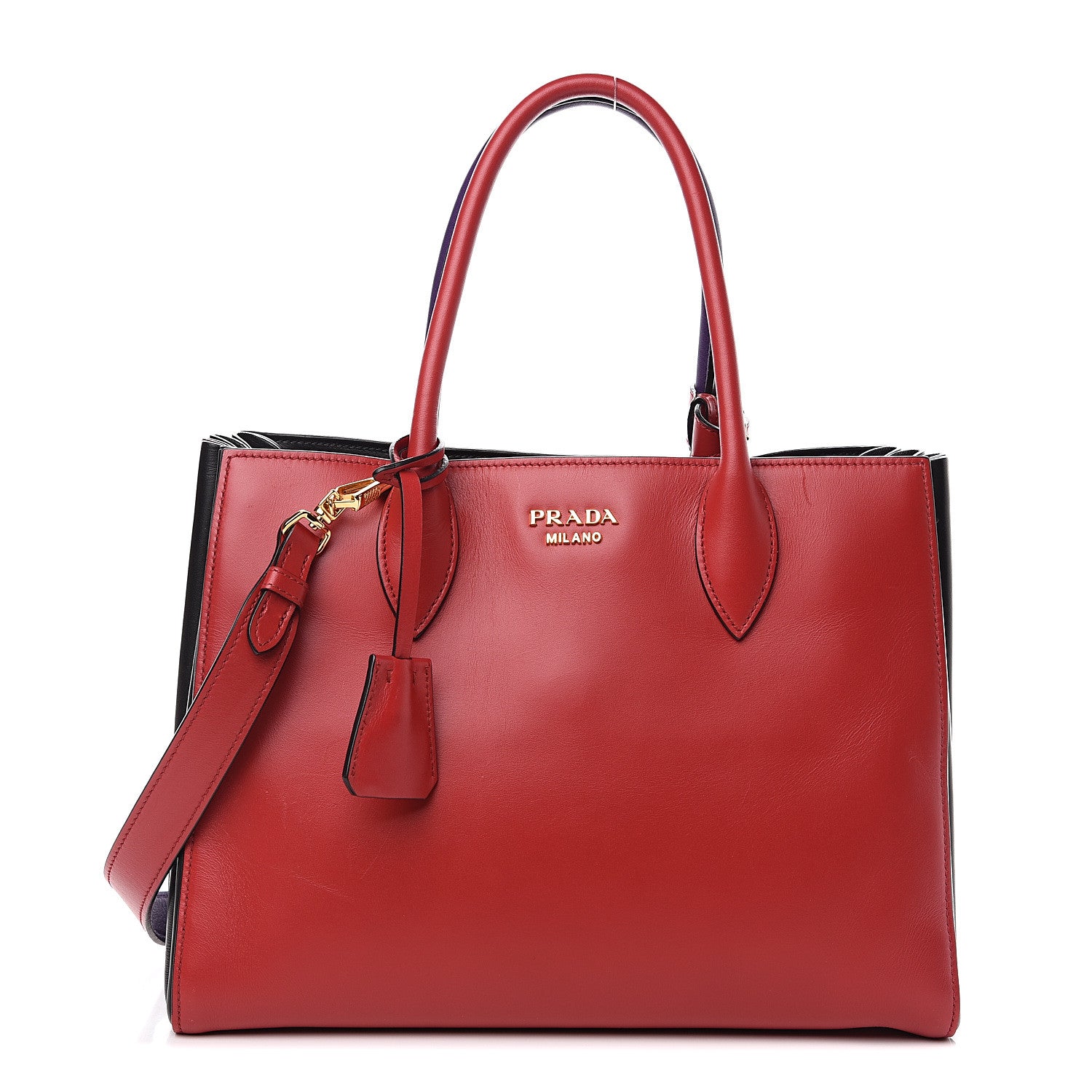 Prada City Calfskin Medium Colorblock Bibliothèque Tote Fuoco Viola Black 1 of 11