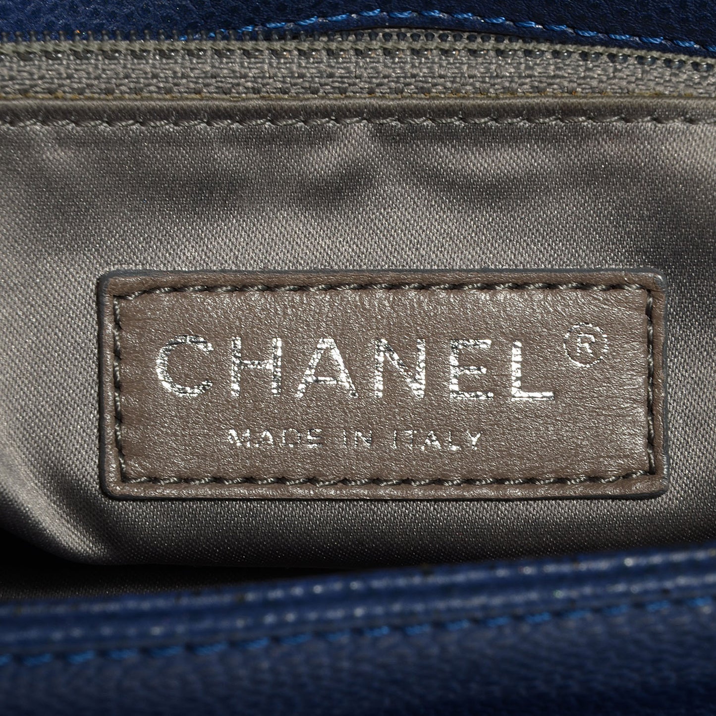 Glazed Caviar Flap Hobo Dark Blue