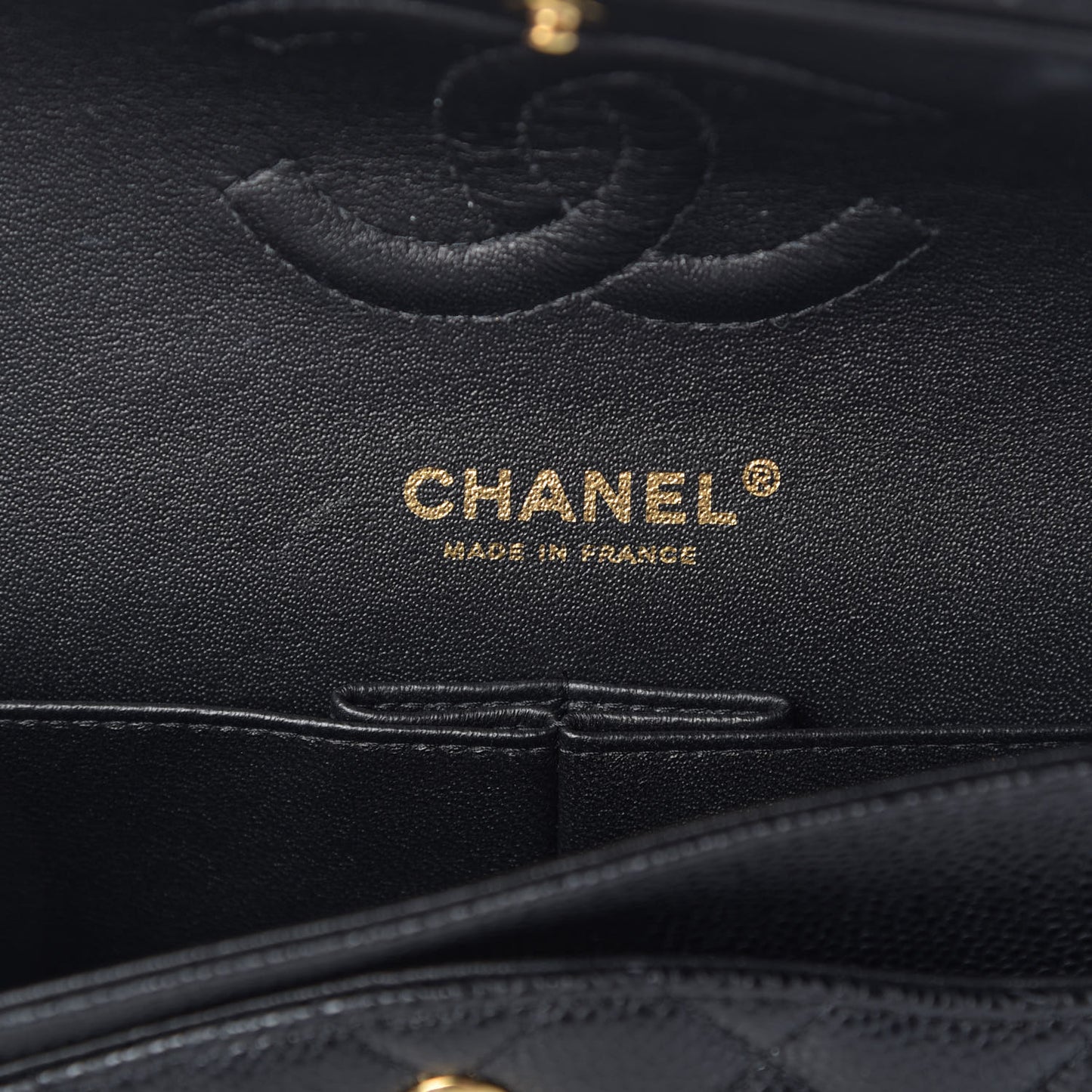 Caviar Quilted Medium Double Flap Black