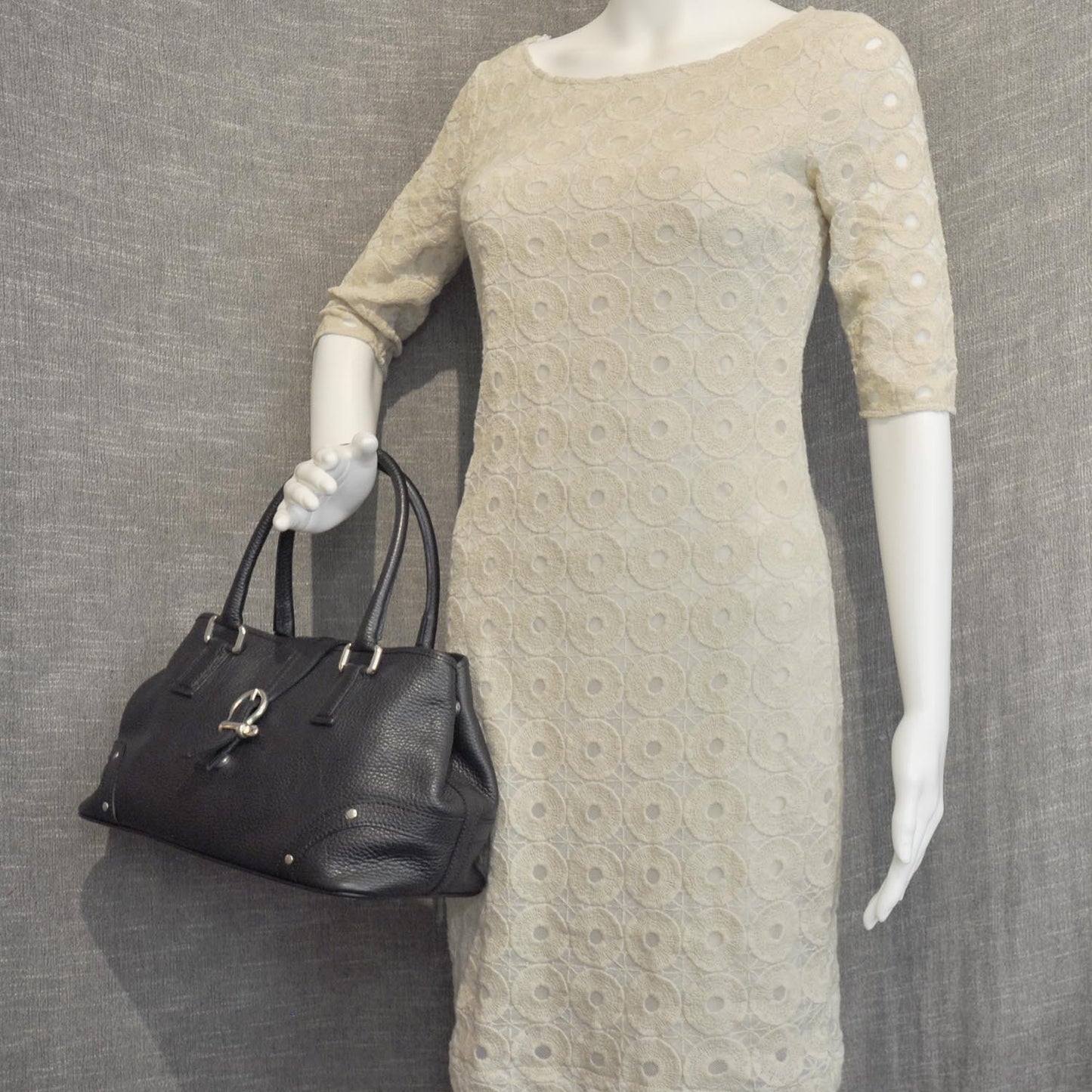 Pebbled Leather Satchel Black