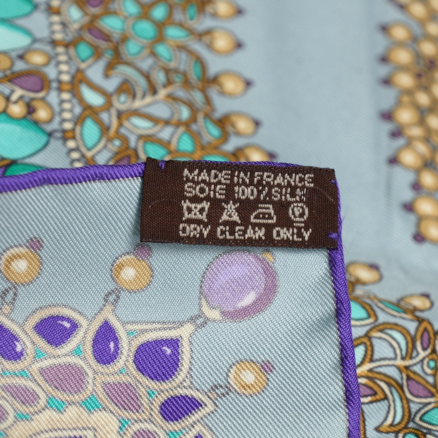 Hermes Silk Parures Des Maharajas Scarf 90 Gris Bleuete Violet Parme 7 of 8