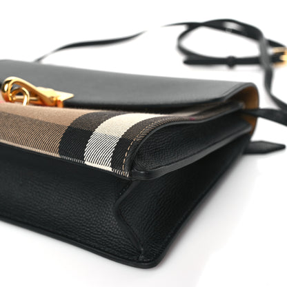 Burberry Derby Calfskin House Check Small Macken Crossbody Bag Black 8 of 8