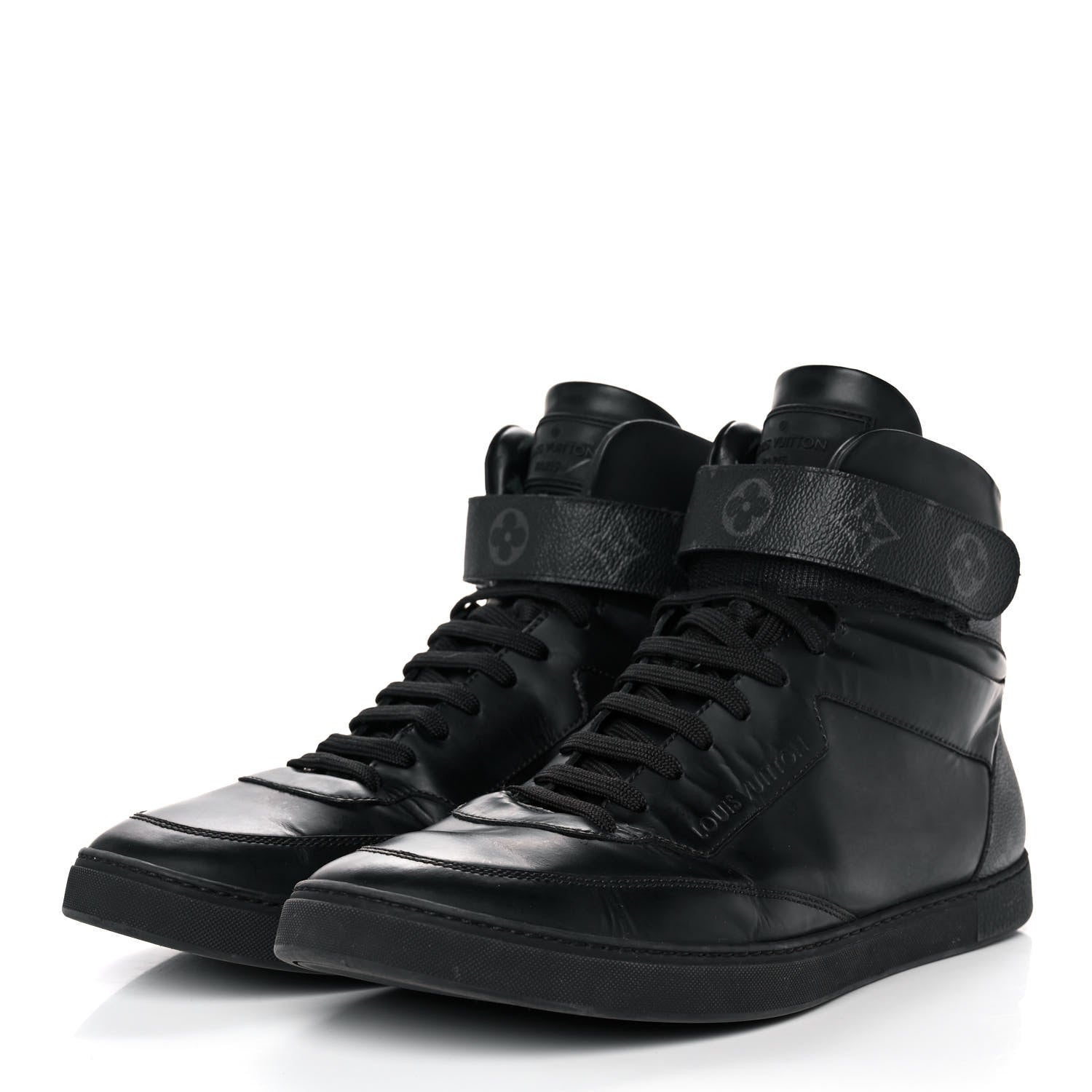 Louis Vuitton Monogram Eclipse Mens Passenger High Top Sneaker Boots 8 Black 3 of 11