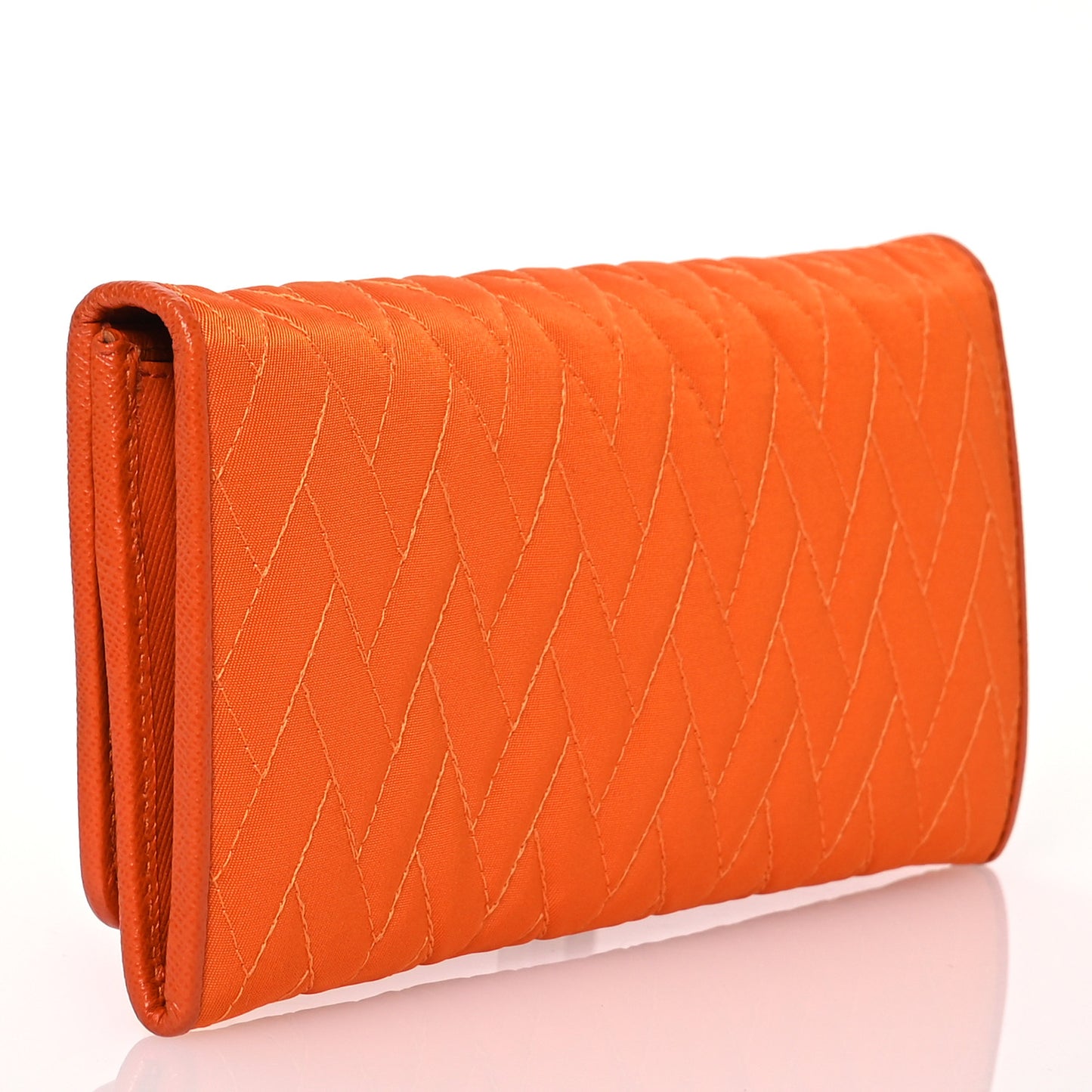 Tessuto Impuntu Triangle Continental Flap Wallet Orange