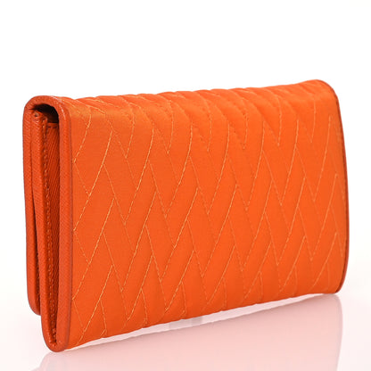 Prada Tessuto Impuntu Triangle Continental Flap Wallet Orange 2 of 19