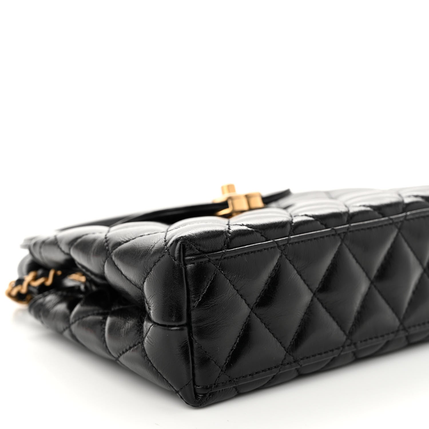 Chanel Shiny Aged Calfskin Quilted Nano Kelly Shopper Black 9 of 10