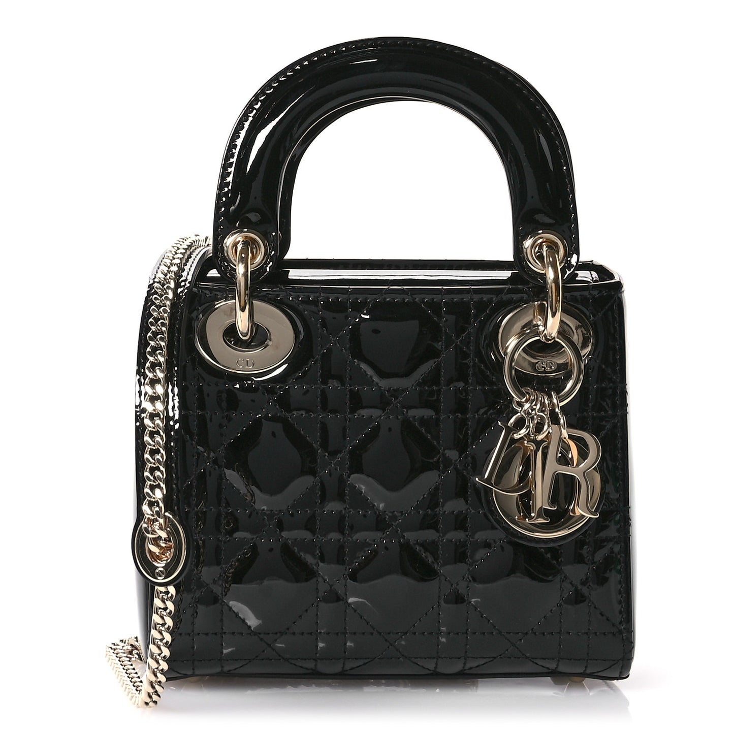 Patent Cannage Mini Lady Dior Black