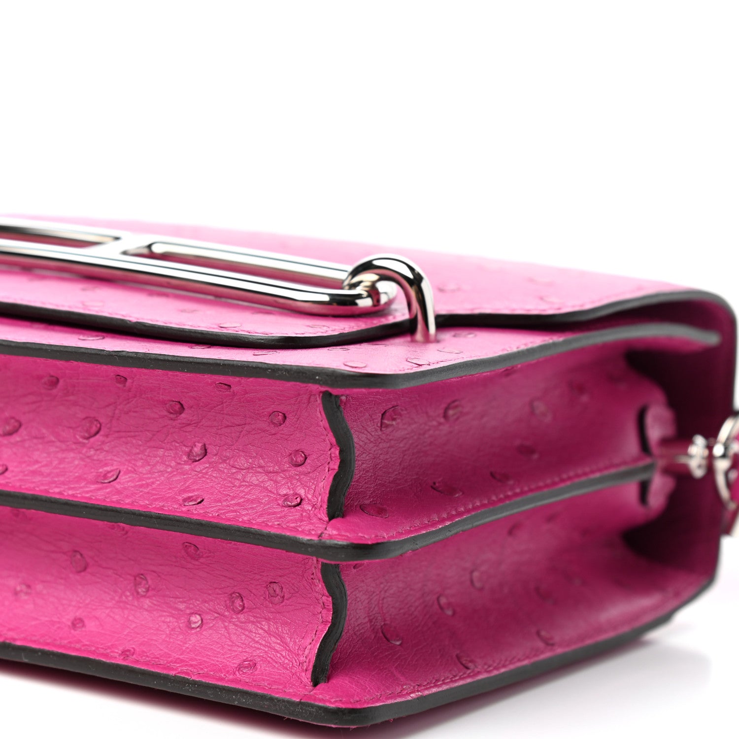 Hermes Ostrich Mini Sac Roulis Rose Pourpre 8 of 10