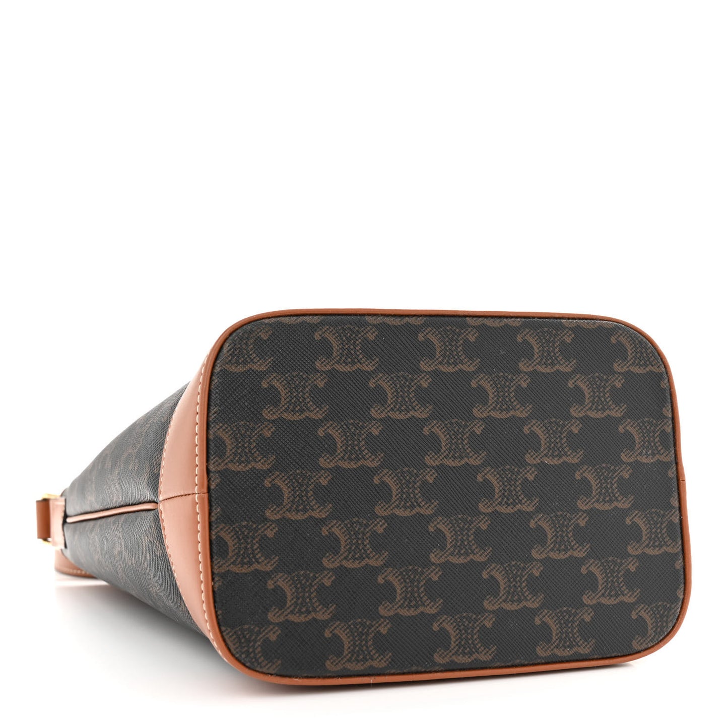 Triomphe Canvas Calfskin Small Bucket Bag Tan