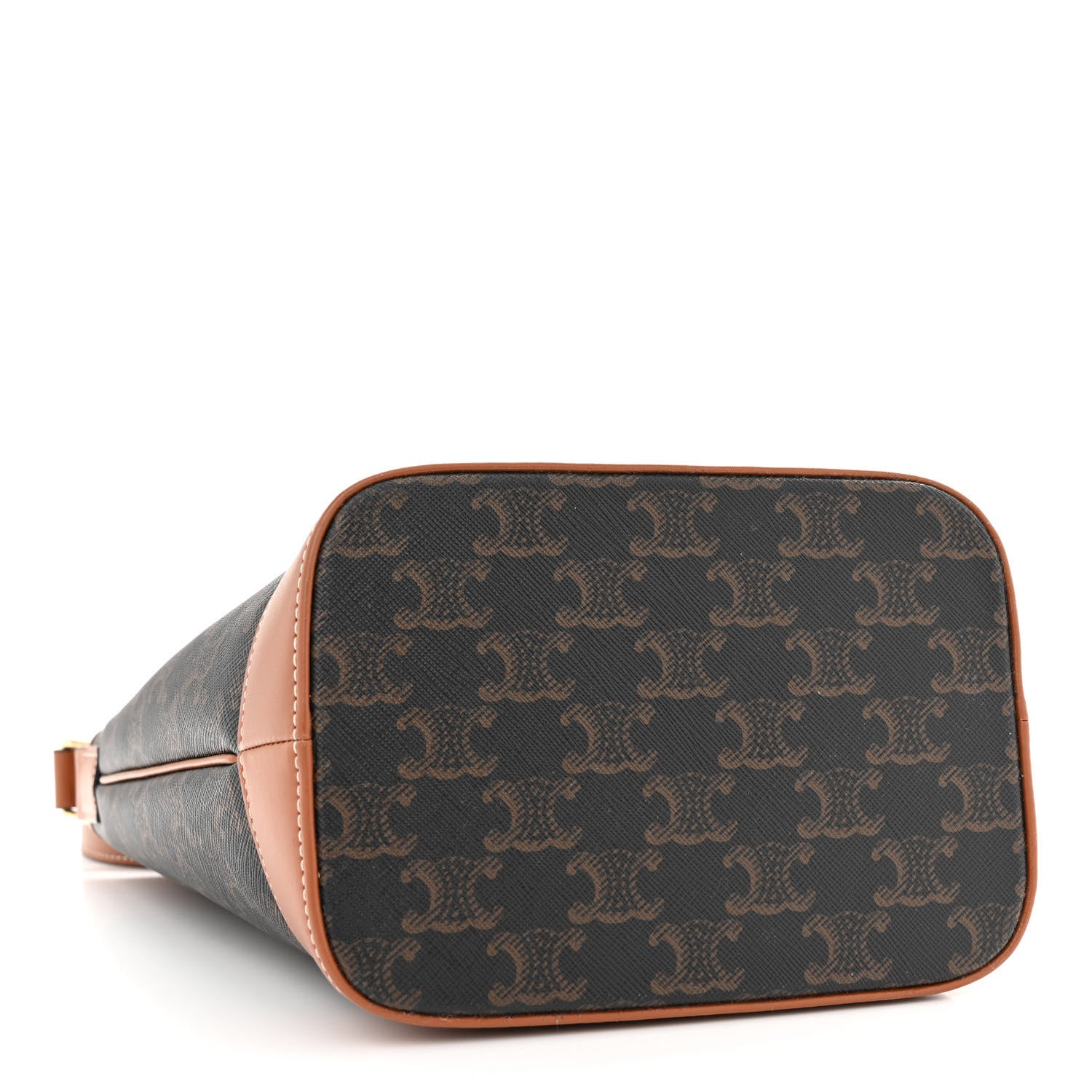 Celine Triomphe Canvas Calfskin Small Bucket Bag Tan 4 of 12
