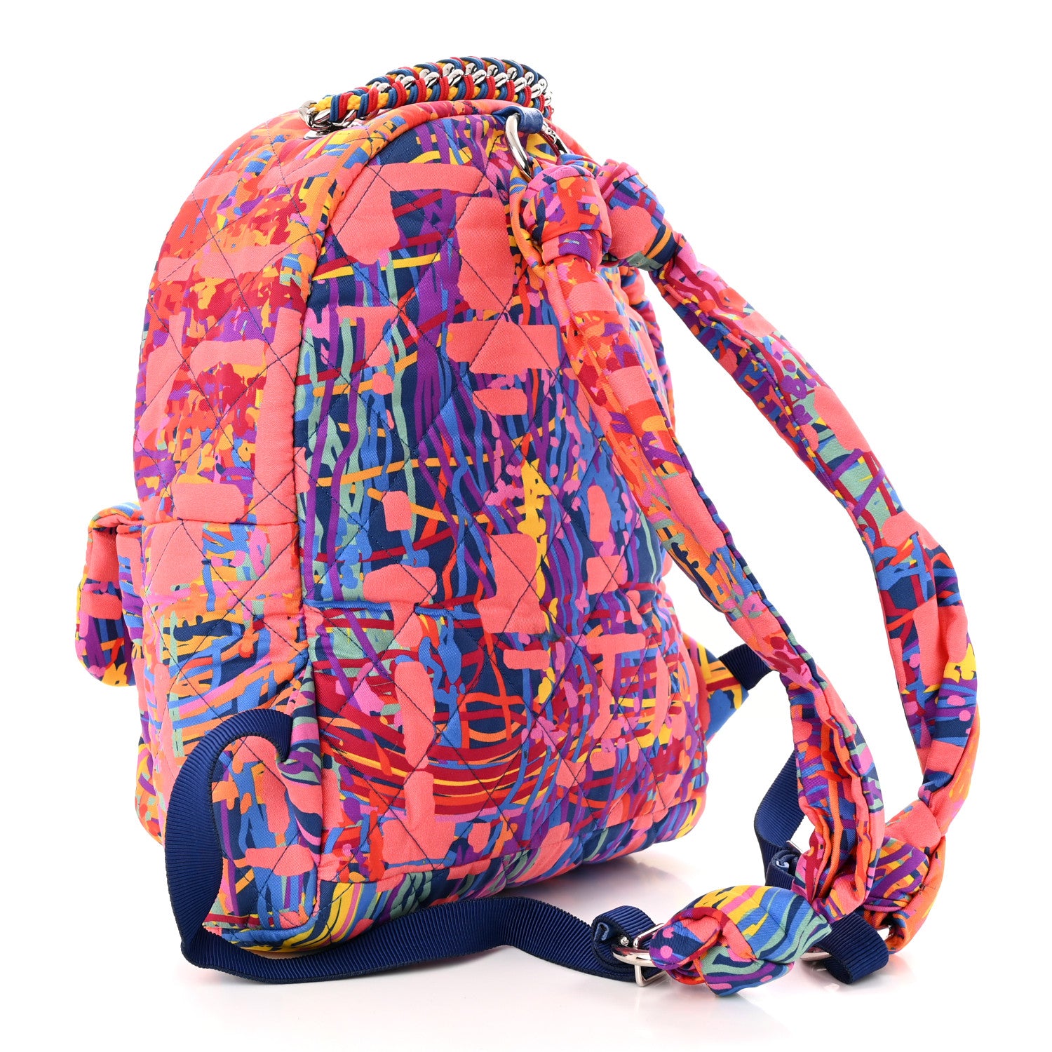 Chanel Foulard Fabric Quilted Printed Backpack Pink 3 of 12
