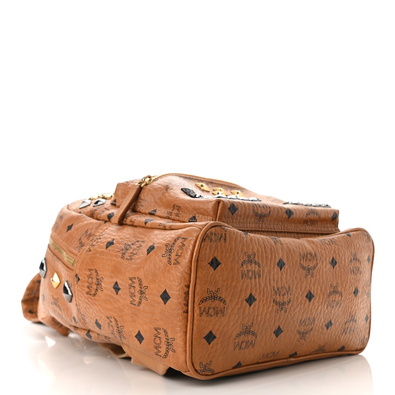 MCM Visetos Studded Small Stark M Backpack Cognac 3 of 9
