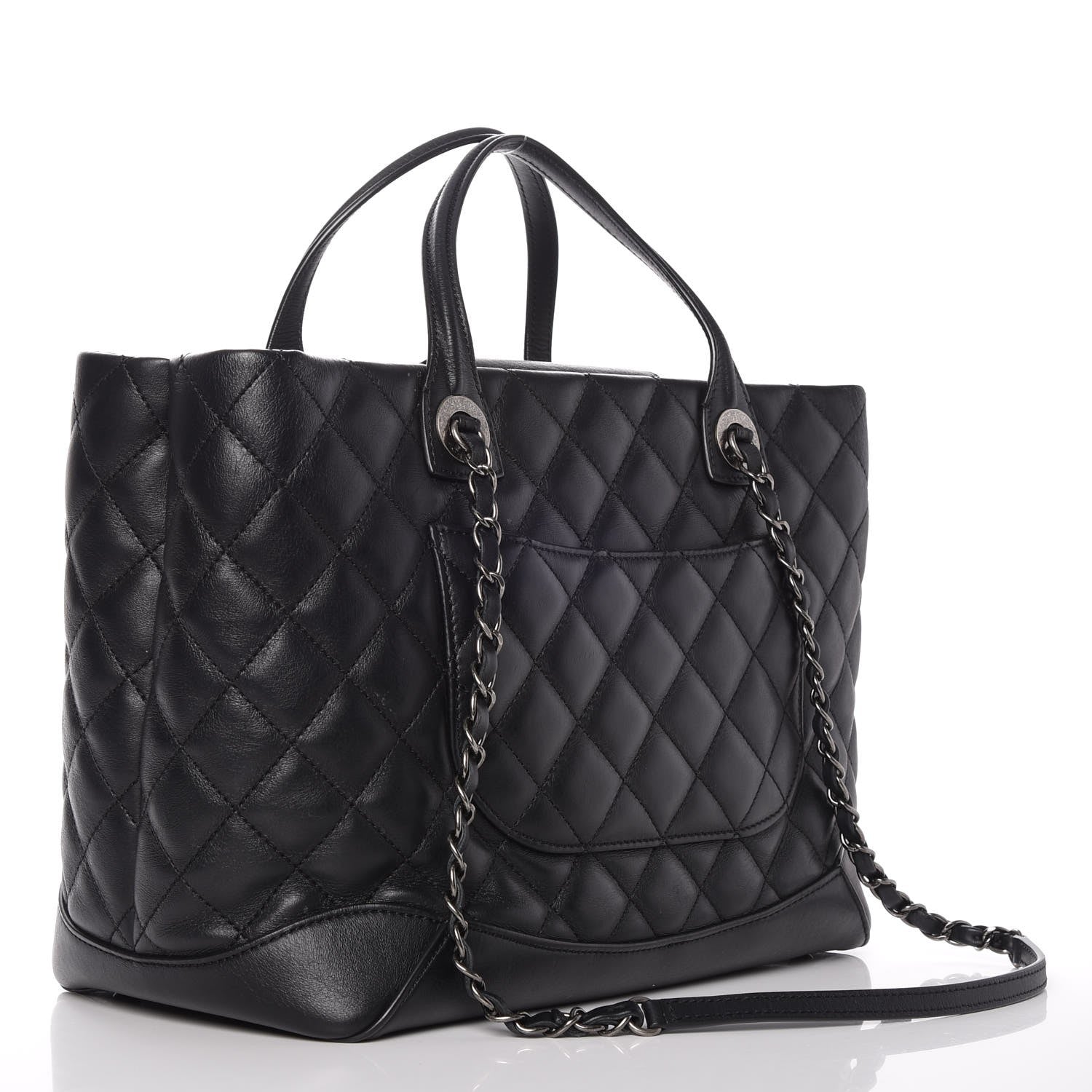 Chanel Calfskin Quilted Small Easy Shopping Tote Black 3 of 9