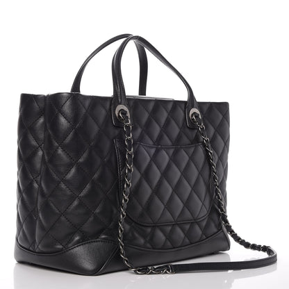 Chanel Calfskin Quilted Small Easy Shopping Tote Black 3 of 9