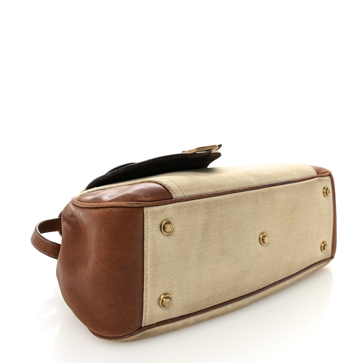 Christian Dior Canvas Calfskin Saddle Bowler Natural Brown 4 of 17