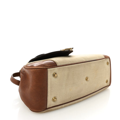 Christian Dior Canvas Calfskin Saddle Bowler Natural Brown 4 of 17