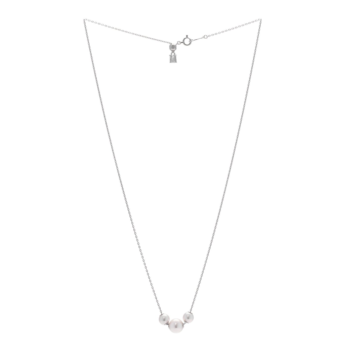 18K White Gold Diamond Akoya Cultured Pearl 5.5-8mm Pearls in Motion Necklace