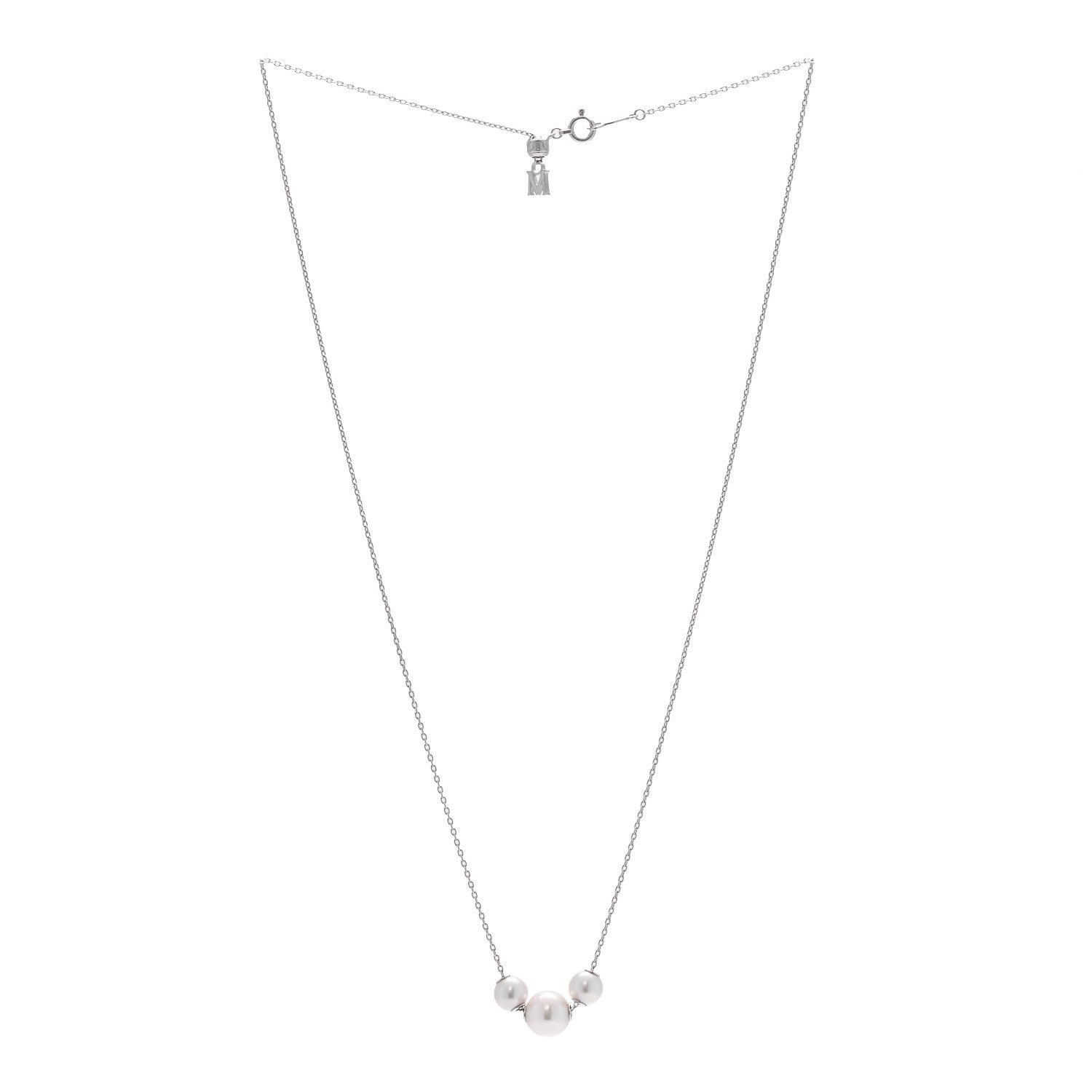 Mikimoto 18K White Gold Diamond Akoya Cultured Pearl 5.5-8mm Pearls in Motion Necklace 3 of 5