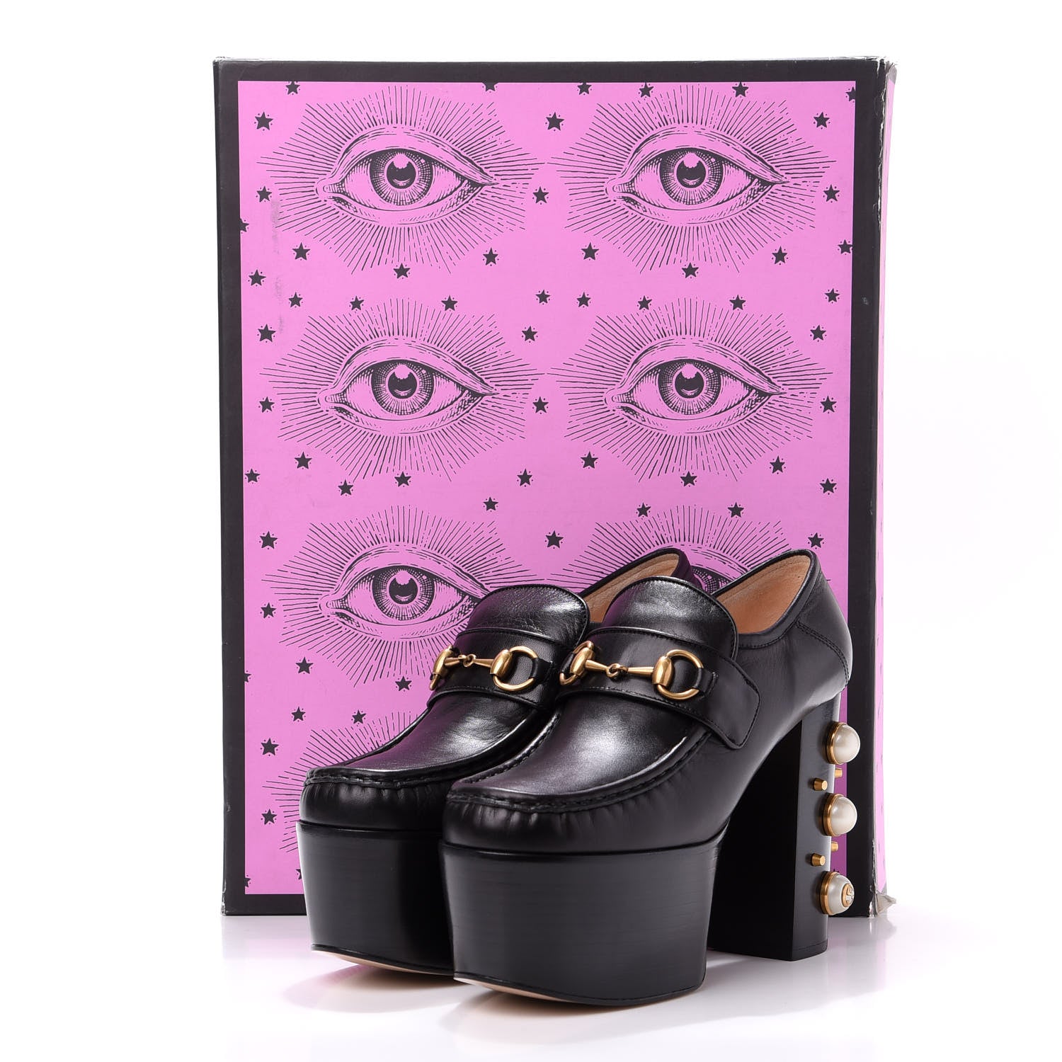 Gucci Malaga Kid Pearl Studded Vegas Platform Loafers 38 Black 10 of 10